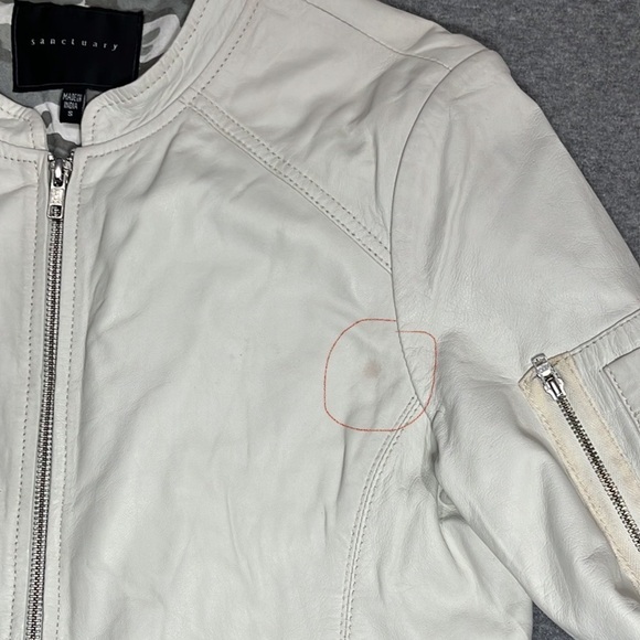 Sanctuary leather bomber style oyster white colored jacket. - Picture 11 of 12
